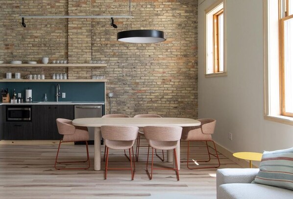 The Flats at Front + Union include 6 newly built vacation rental units with 3, 2, and 1 bedroom options.
