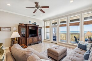 Oversized sectional couch and large TV