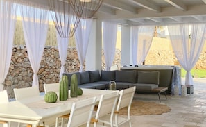 Amenities, Autumn, Balcony / Terrace / Patio, Building Exterior, Dining Room, Garden, Spring, Summer