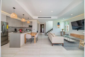 living room and kitchen