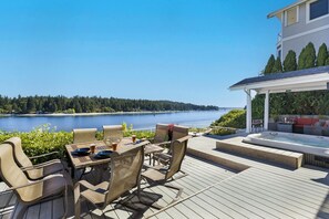 Dining on the outdoor deck