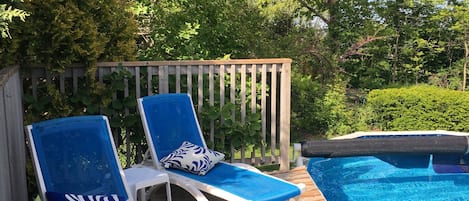 Lounging by the pool
