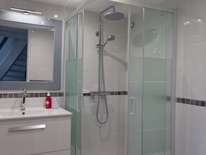 Mirror, Plumbing Fixture, Shower Head, Shower Bar, Shower Door, Shower, Bathroom, Shower Panel, Tap