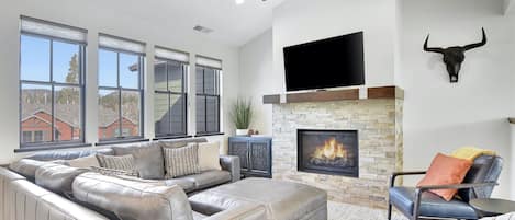 Living room with gas fire place