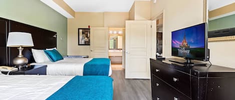 Splendid hotel bedroom with blue details