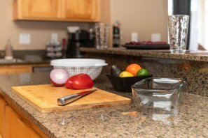 Utilize cooking supplies in the kitchen to provide an amazing home cooked meal