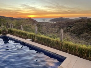 View from the pool when the sun is setting