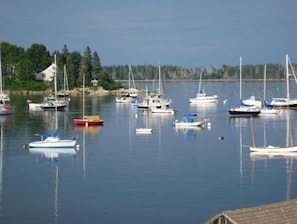 View of Round Pond Harbor from Harbor Edge vacation home rental property.