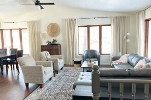 Upstairs living room with lake views