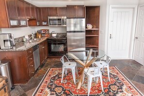 Open concept kitchen and dining area