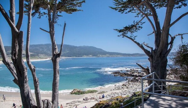 Carmel Beach is a mile away