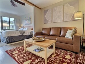 Newly renovated space with pull out couch, King Bed and brand new floors | Listed with @BookTraverse