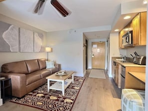 Pull out couch and Kitchenette, all that you need and nothing you don't! | Listed with @BookTraverse