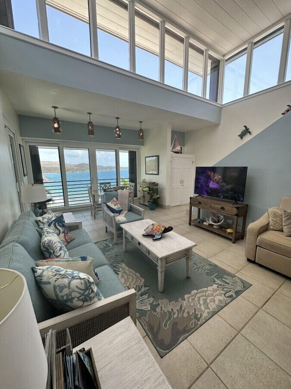 Open living area with ocean views