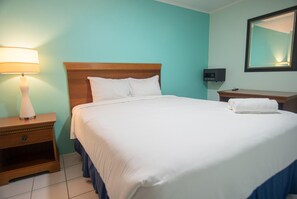 Bedroom quipped with safe box and AC.