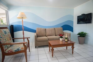 Feel at home in our spacious and cozy living room while watching your favorite tv show and movie.