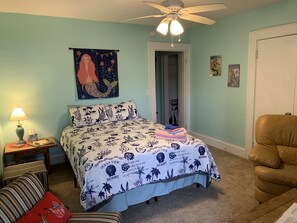 Furniture, Indoors, Bed, Lamp, Ceiling Fan