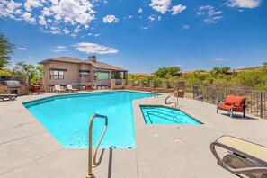 Relax and unwind in paradise!  Our heated pool, bubbling hot tub, and comfy lounge chairs are the perfect way to soak up the Arizona sun.