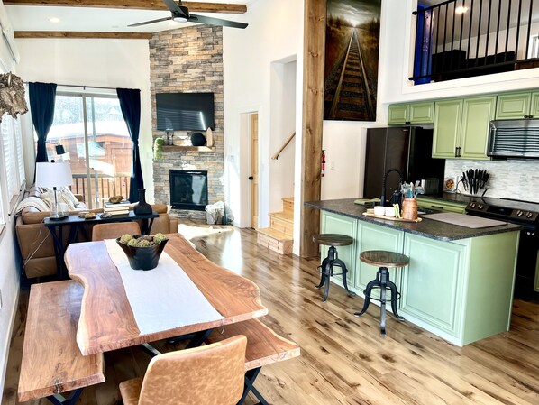 Gorgeous family room, kitchen, dining areas