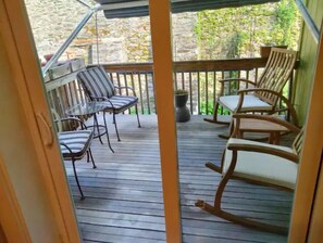 Canopy-covered deck for relaxing
