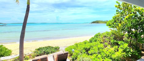 The glistening waters of St. Elizabeth harbor are just steps away for your porch