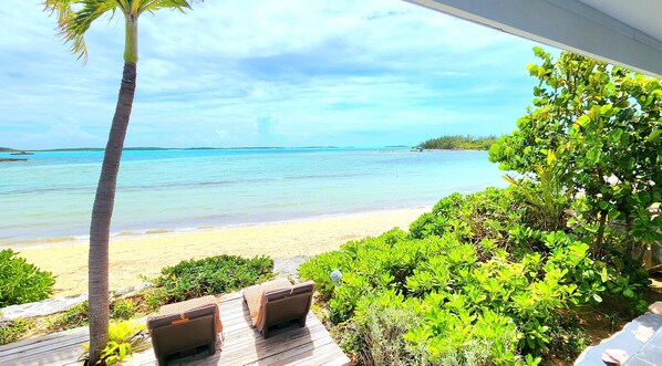 The glistening waters of St. Elizabeth harbor are just steps away for your porch