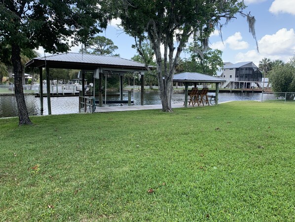 Dock with boat lift