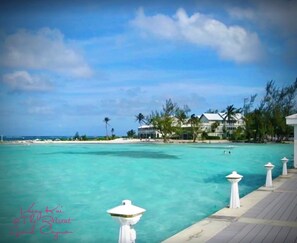 Our complex from the Rum Point's pier. We've beaches on both sides of the point.