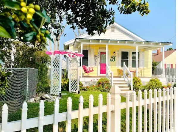 Front porch gets morning sun, followed by shade all day. Be prepared to wave!