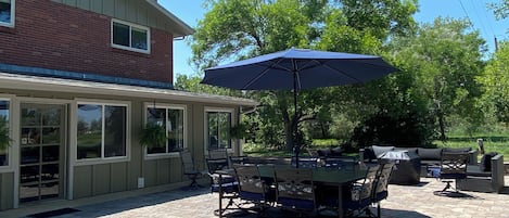 Outdoor dining and relaxation on the huge patio