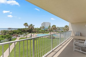 Spacious balcony running the length of the condo with Ocean-front views!