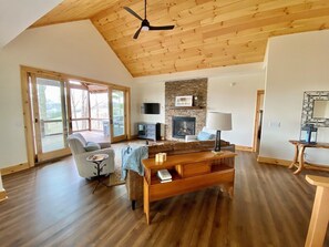 Living Room with Smart TV & Gas Logs