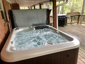 Hot tub is ready for your enjoyment..
