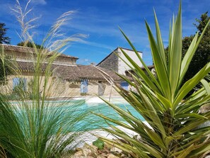 piscine arborée avec terrasse