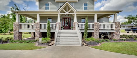 Lake Charles Vacation Rental | 6,020 Sq Ft | 4BR | 3.5BA | Stairs Required