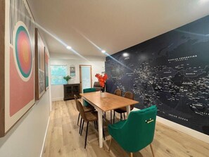 Dining area with the world map