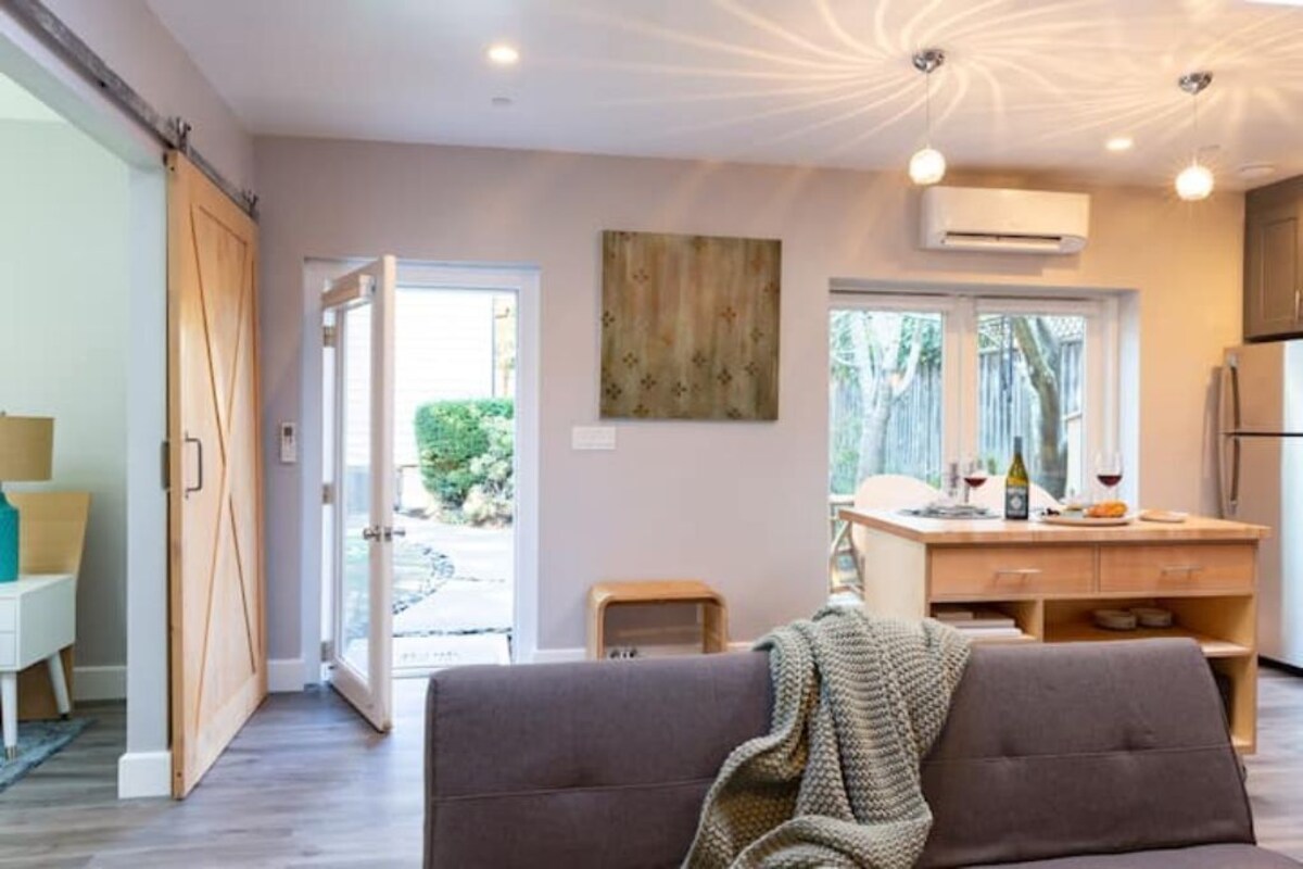 Modern Garden View Home w/ free parking, unique art & furniture: a Superhost