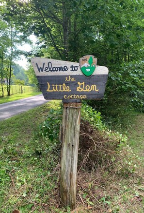 Look for our Welcome sign at the driveway entrance to The Little Gem of Bryson