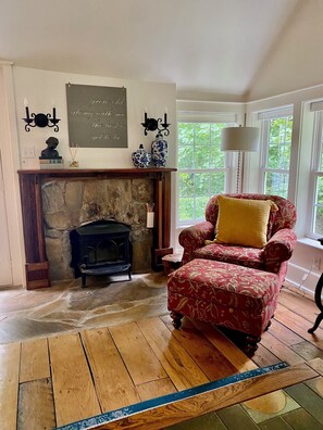 Living room Reading Nook and woodburning stove