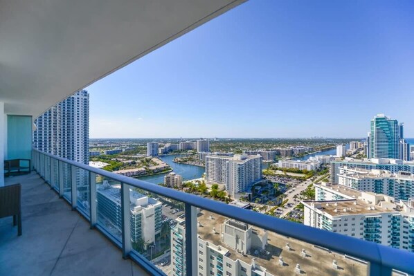 View of the city from the balcony