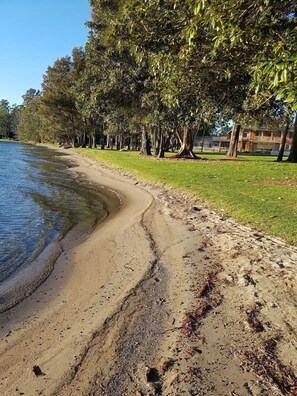 Sandy beach no mud like other places around the lake 