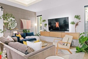 Cozy living room with smart TV