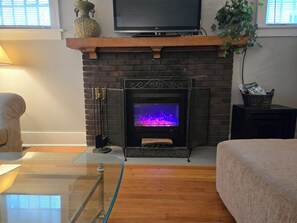 Fireplace can be used with/without heat on. 