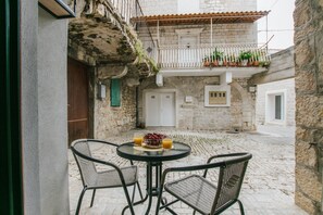 Apartment patio with table