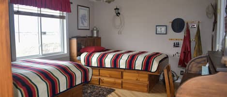 Bunkhouse, 2 super single beds and private bath;  roll topped desk;