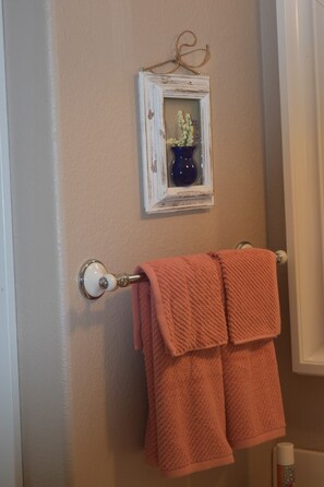 Complete towel sets for up to four guests; 