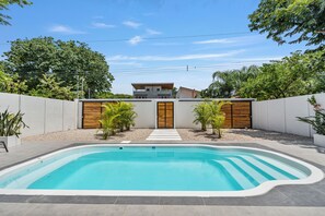 Pool area is shared with bottom floor apartment Casa Driftwood.