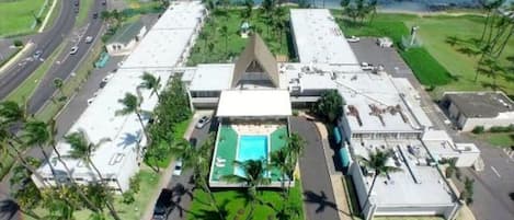 Aerial view of the property.