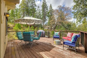 Deck | Seating & Dining | Gas Grill | Forested Views