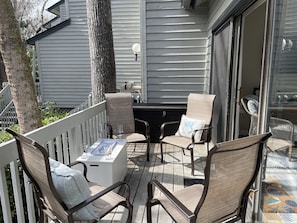 Relaxing deck with electric grill and beach storage